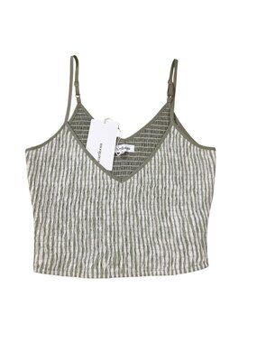 NWT Women’s Heartloom Green White Smocked Crop Cami Tank Top Size XS